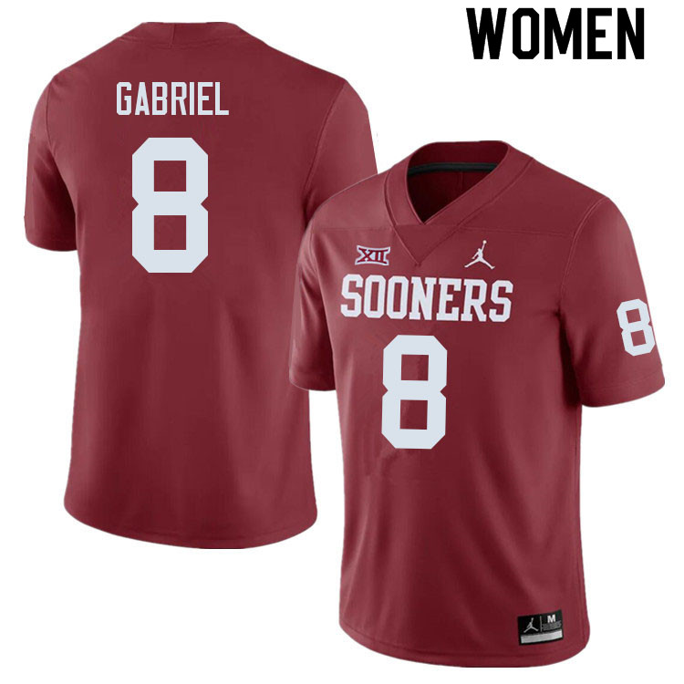 Women #8 Dillon Gabriel Oklahoma Sooners College Football Jerseys Sale-Crimson